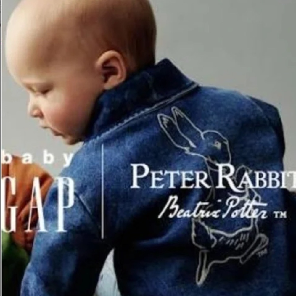 NWT Baby Peter Rabbit Knit Denim Shawl Cardigan